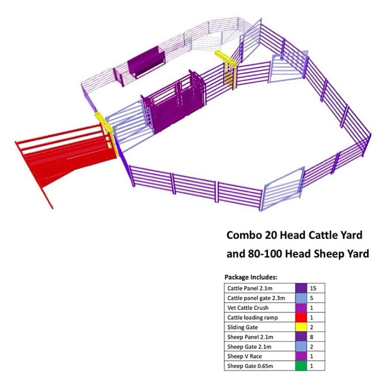 Combo 20 Head Cattle Yard and 80-100 Head Sheep Yard Design